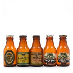 Haberle 1940s Mini Bottles Salt-Pepper Shakers Lot of 5 BLACK RIVER BASS CONGRESS LIGHT