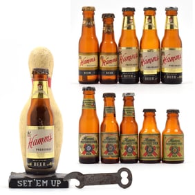 Hamms Beer 1940s-50s Mini Bottles and Opener LOT OF 12