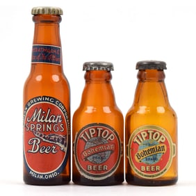 Ohio 1940s Mini Bottle Salt-Pepper Shakers Lot of 3 MILAN TIPTOP