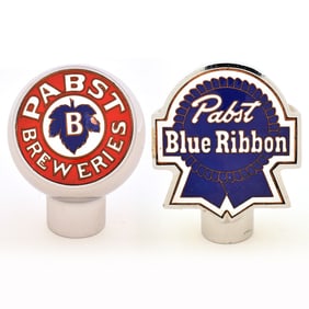 Pabst 2-Sided Chrome Tap Knobs Lot of 2 Different