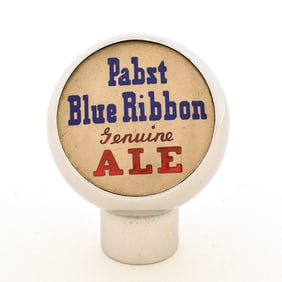 Pabst Blue Ribbon Ale 1940s 2-Sided Chrome Ball Tap Knob
