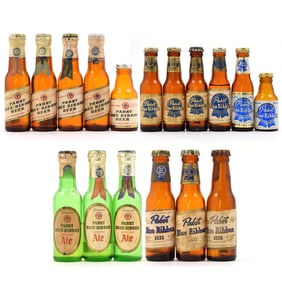 Pabst Blue Ribbon Ale-Beer 1950s Mini Bottles Lot of 17