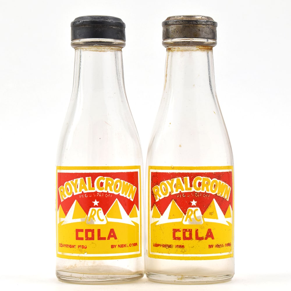 RC Royal Crown Cola 1940s Soda Mini Bottle Salt-Pepper Shaker Set: Brewer/Business Name: Nehi Corp., Columbus, Ohio Manufacturer/Plant: Unknown Date of manufacture: