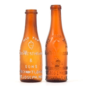 Red Top Rye Pre-Pro Embossed Mini Bottles Lot of 2