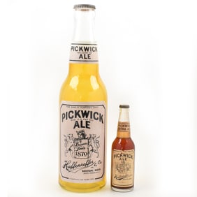 Pickwick Ale Bottles Large and Small 1930s Lot of 2