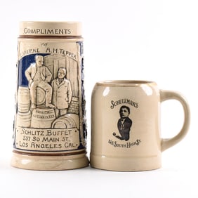 Ceramic Mugs-Tankards Lot of 2 SCHLITZ SCHULLMANS