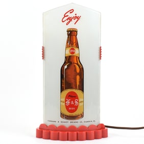 F and S Beer 1940s Cathedral or Bullet Style Illuminated Sign GORGEOUS