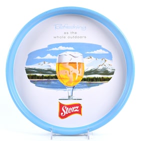 Storz Beer 1950s Serving Tray LAKE AND SNOW COVERED MOUNTAINS MINTY