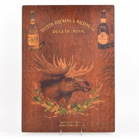 Duluth Brewing and Malting Pre-Prohibition Wood Sign MOOSE SHARP RARE