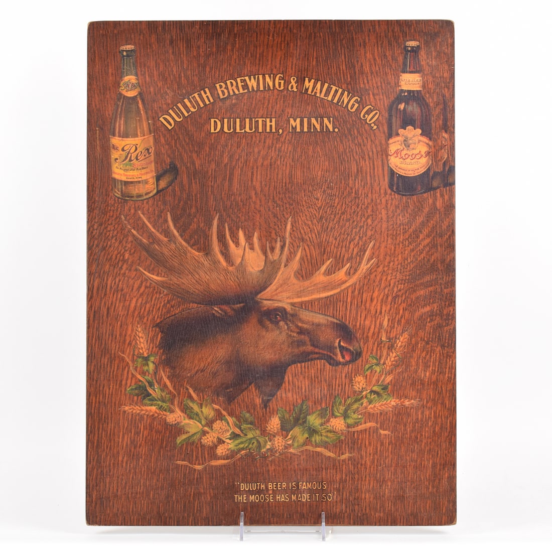 Duluth Brewing and Malting Pre-Prohibition Wood Sign MOOSE SHARP RARE (1 of 2)