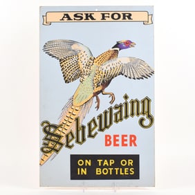 Sebewaing Beer On Tap-Bottles 1940s Cardboard Sign SHARP