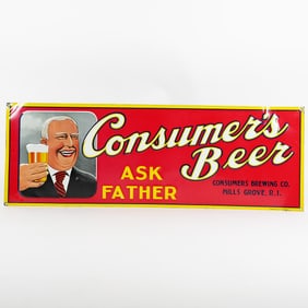 Consumers Beer Embossed 1930s Tin Sign EXCELLENT