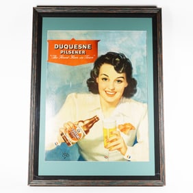Duquesne Pilsener Beer Framed Advertising Print Pretty Lady