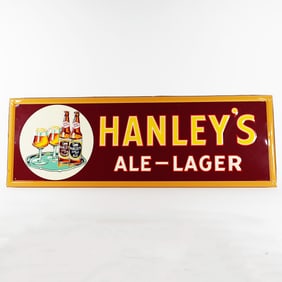 Hanleys Ale Lager Embossed Tin Sign OUTSTANDING