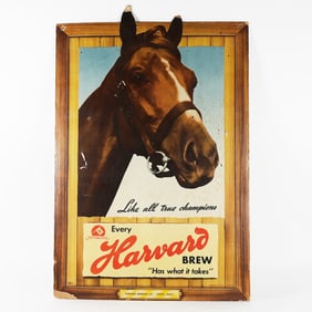 Harvard Like True Champions Horse Die Cut Cardboard Sign RARE