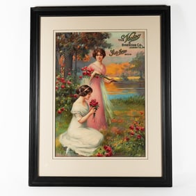 Victor Brewing Gilt Edge Beer Framed Chromolithograph RARE SWEET
