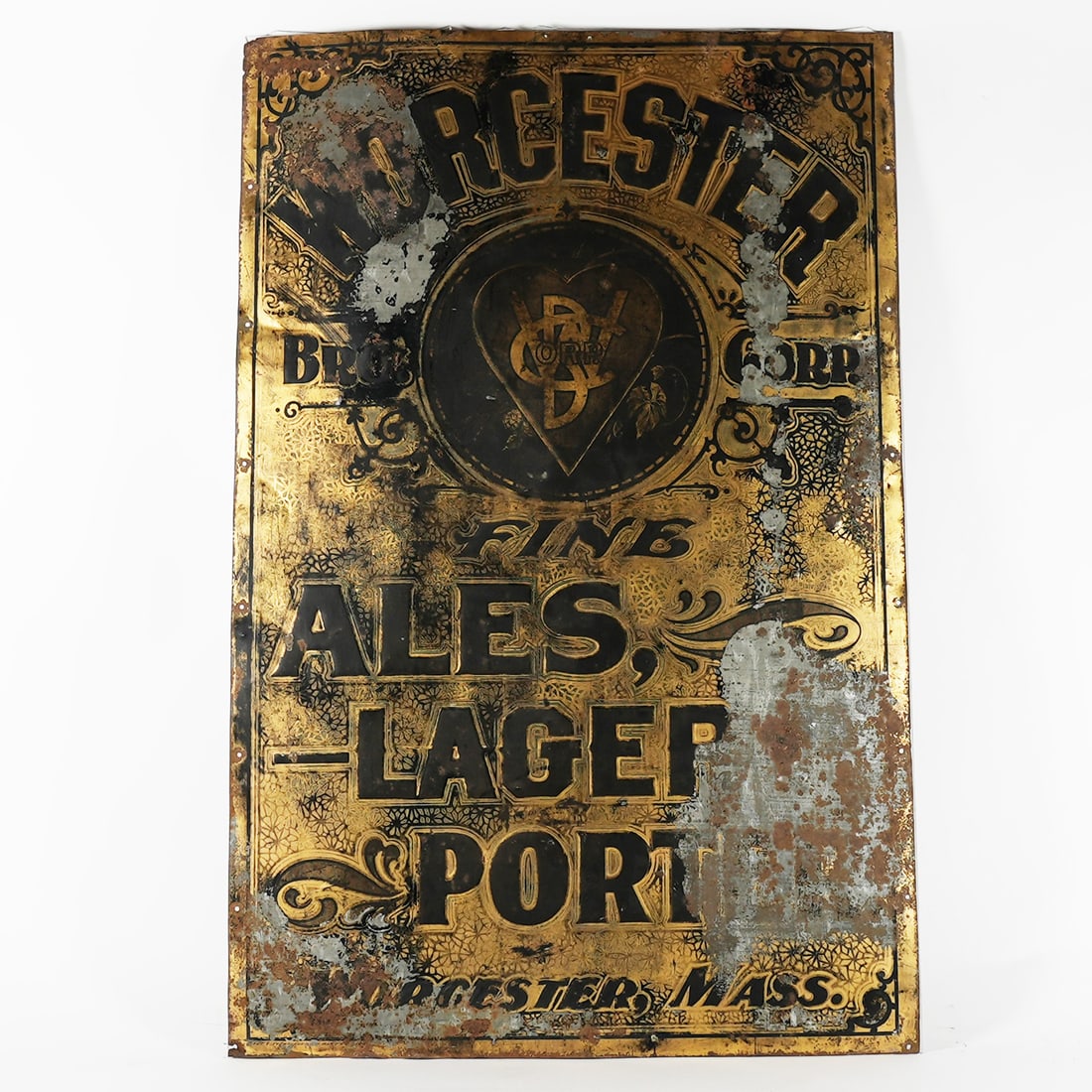 Worcester Ales Lager Porter Tuch Farber Brass Pre-Pro Sign RARE (1 of 4)
