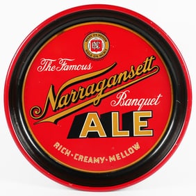 Narragansett Banquet Ale Early NBC Shield Pie Tray RARE