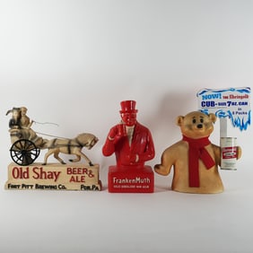 Old Shay Frankenmuth and Rheingold Back Bar Statues SWEET