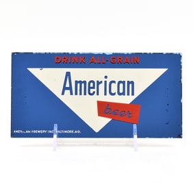 American Beer 1950s Mirrored Glass Sign