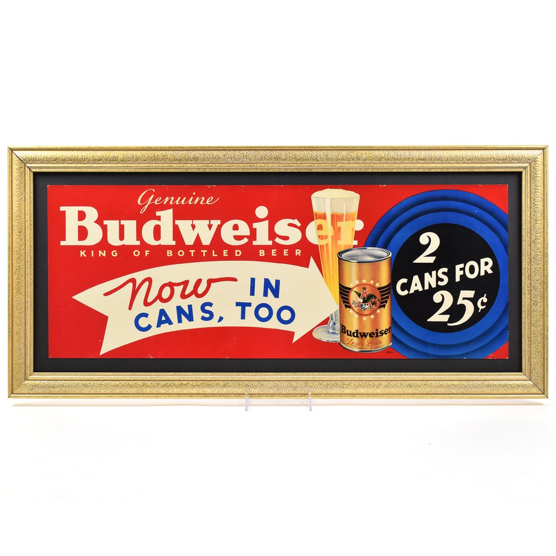 Budweiser Beer NOW IN CANS 1930s Paper Sign (1 of 2)
