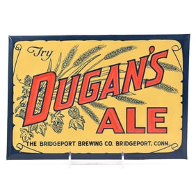 Dugans Ale 1930s Tin-Over-Cardboard Sign ULTRA RARE