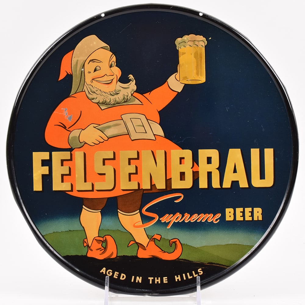Felsenbrau Supreme Beer 1930s Tin Sign RARE: Brewer/Business Name: Clyffside Brewing Co., Cincinnati, Ohio Manufacturer/Plant: UnknownDate of manufacture: