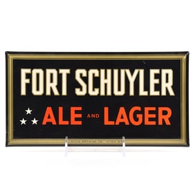 Fort Schuyler Ale and Lager 1940s Tin-Over-Cardboard Sign