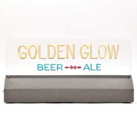 Golden Glow Beer-Ale 1940s Etched Plastic Illuminated Sign
