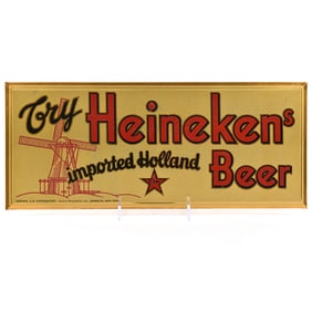 Heinekens Beer 1930s Tin-Over Cardboard Sign HOLLAND WINDMILL