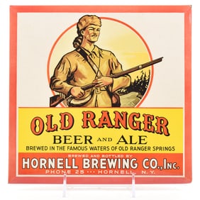 Old Ranger Beer and Ale 1950s Tin-Over-Cardboard Sign
