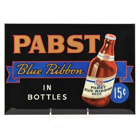 Pabst Blue Ribbon 1930s Tin-Over-Cardboard Sign STEINIE 15 CENTS MINTY