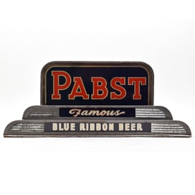 Pabst Blue Ribbon Beer 1930s Deco Style Reverse-Painted Glass Sign