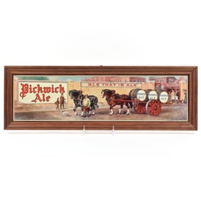 Pickwick Ale 1930s Tin-Over-Cardboard Sign