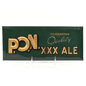 PON XXX Ale 1930s Tin-Over-Cardboard Sign QUALITY