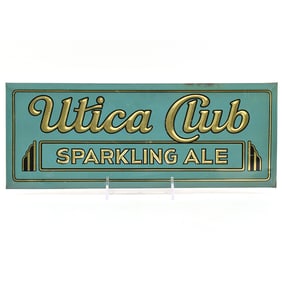 Utica Club Sparkling Ale 1930s Tin-Over-Cardboard Sign