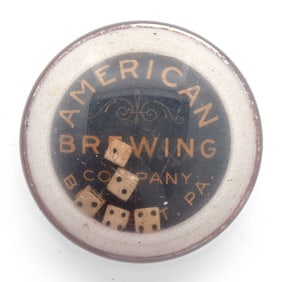 American Brewing Pre-Pro Glass Paperweight Dice Game