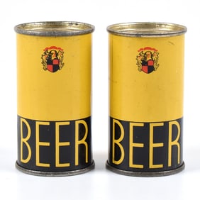 Keglined 1930s Mini Can Paperweights Lot of 2