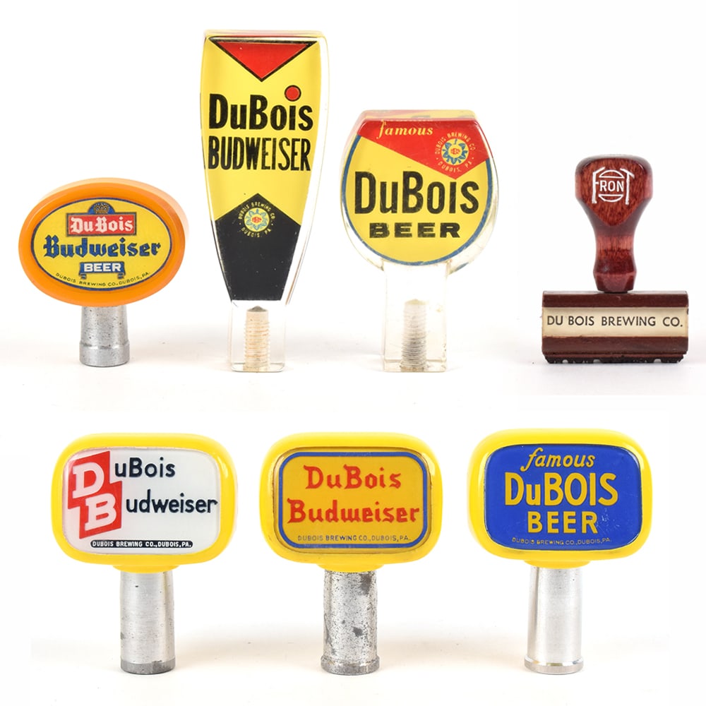 Du Bois Brewing Budweiser Tap Handles and Hand Stamp 7 Items: Brewer/Business Name: Du Bois Brewing Co., Du Bois, Pennsylvania Manufacturer/Plant: UnknownDate of manufacture: