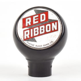 Red Ribbon 1930s Enameled Ball Tap Knob MATHIE RUDER