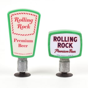 Rolling Rock Premium Beer 1950s Tap Handles Lot of 2