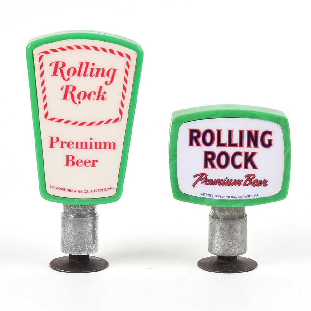 Rolling Rock Premium Beer 1950s Tap Handles Lot of 2: Brewer/Business Name: Latrobe Brewing Co., Latrobe, Pennsylvania Manufacturer/Plant: UnknownDate of manufacture: