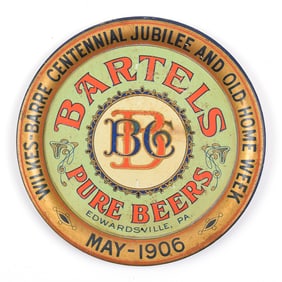 Bartels Beer Pre-Prohibition Tip Tray CENTENNIAL JUBILEE