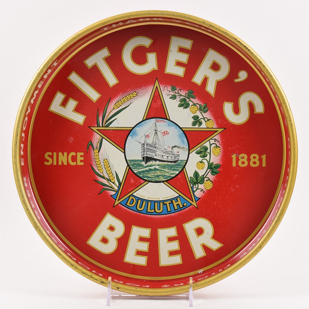 Fitgers Beer 1940s Tray STEAM BOAT LOGO (1 of 2)