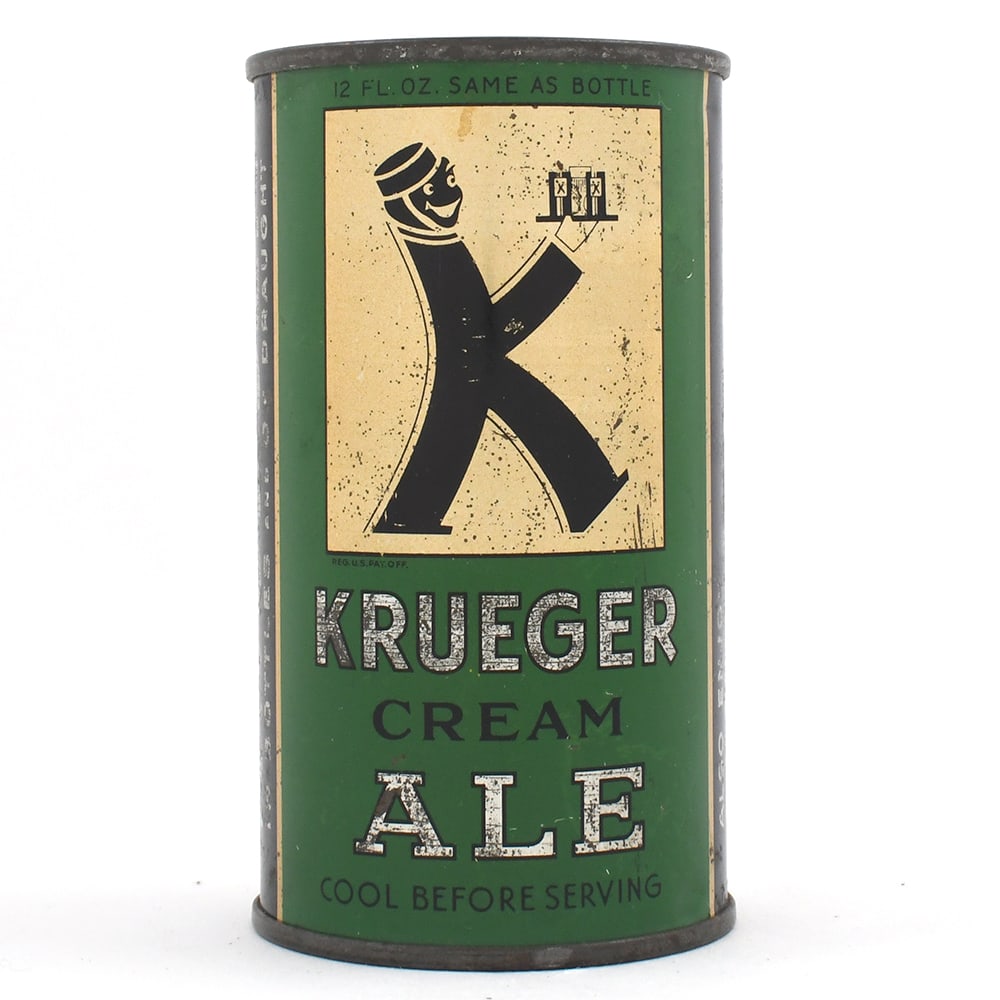 Krueger Cream Ale Instructional Flat Top SMALL OPENER TOOTHED SEAM 89-27 OI 465: Brewer/Business Name: G. Krueger Brewing Co., Newark, New Jersey Manufacturer/Plant: American Can Co.Date of manufacture: