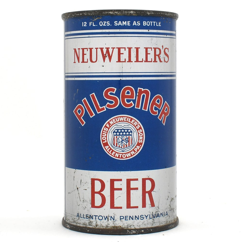 Neuweilers Pilsener Beer Long Opener Flat Top R9 102-36 OI 56 RARE: Brewer/Business Name: Louis F. Neuweilers Sons, Allentown, Pennsylvania Manufacturer/Plant: American Can Co. Date of manufacture: <