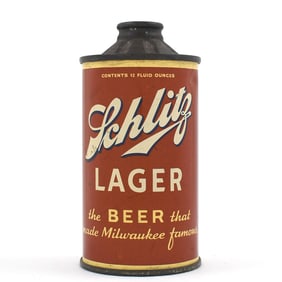 Schlitz Lager Beer Flat Bottom Cone Top FBIR 183-12 CLEAN