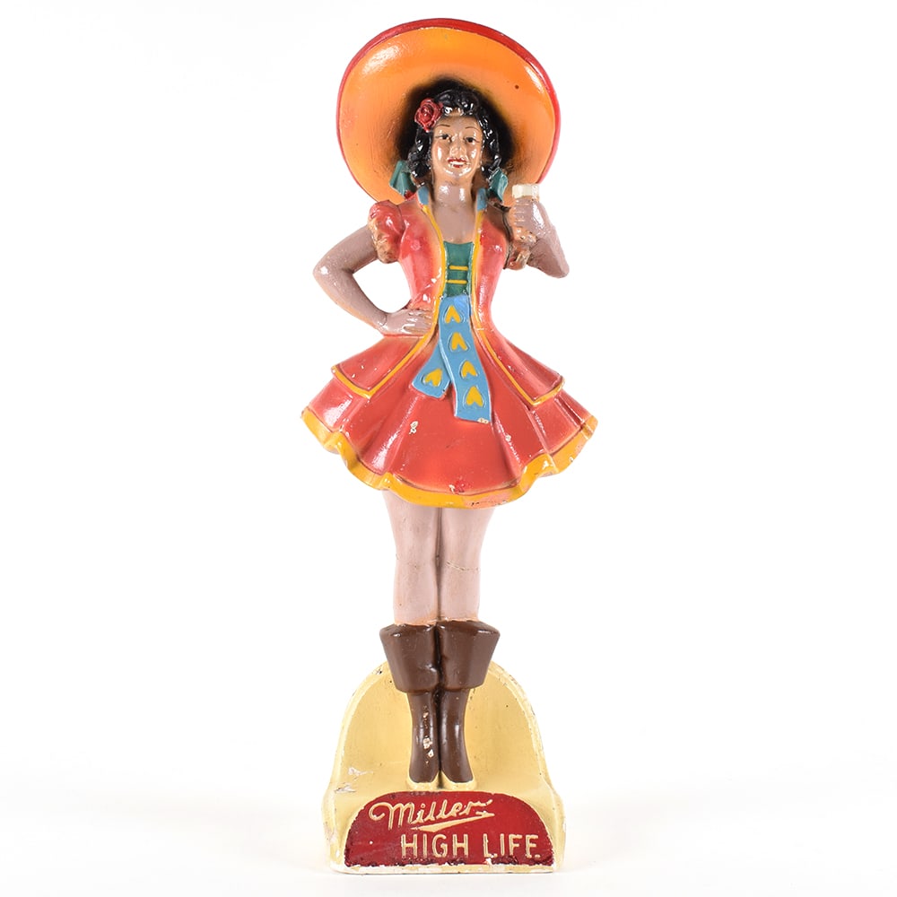 Miller High Life 1950s Chalk Back Bar Statue RED FLOWER (1 of 5)