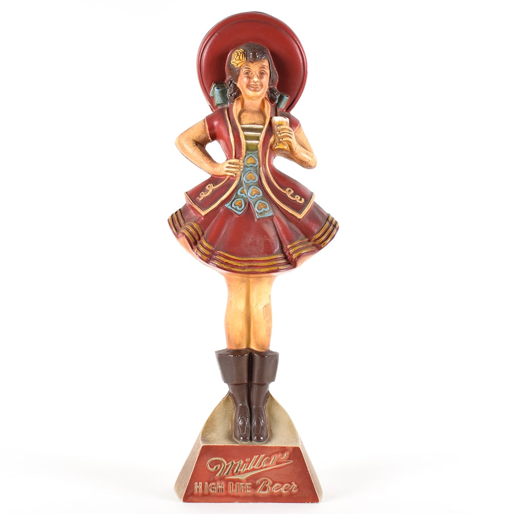 Miller High Life 1950s Plastic Back Bar Statue: Brewer/Business Name: Miller Brewing Co., Milwaukee, Wisconsin Manufacturer/Plant: Unknown Date of manufacture: