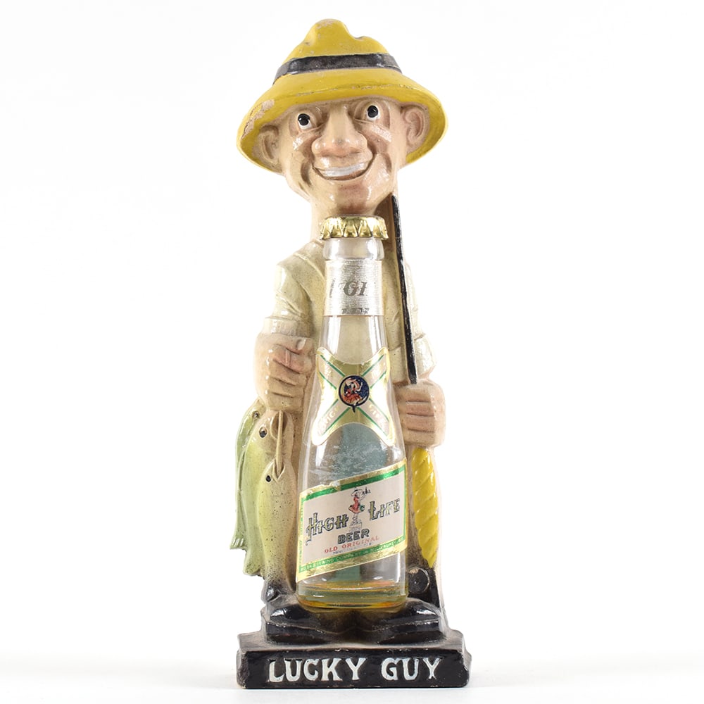 Miller High Life Beer 1950s Composition Back Bar Statue LUCKY GUY (1 of 5)